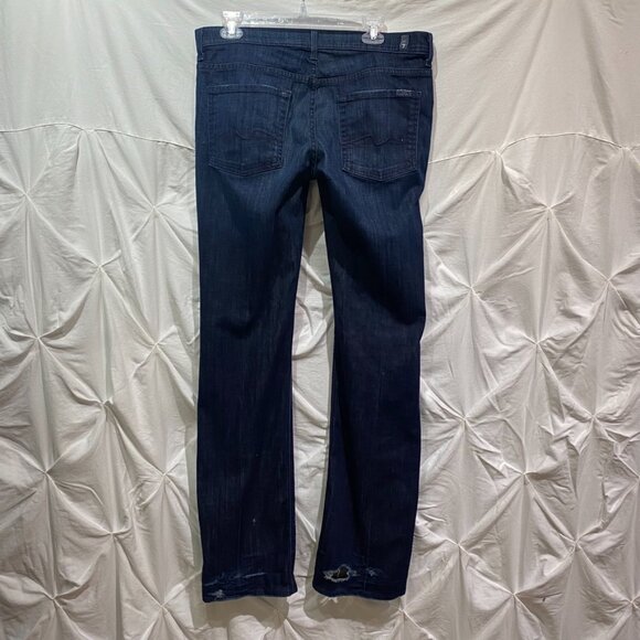 7 For all Mankind Dark Wash Mid Rise Bootcut size 32, Inseam 35 inches - Picture 6 of 15